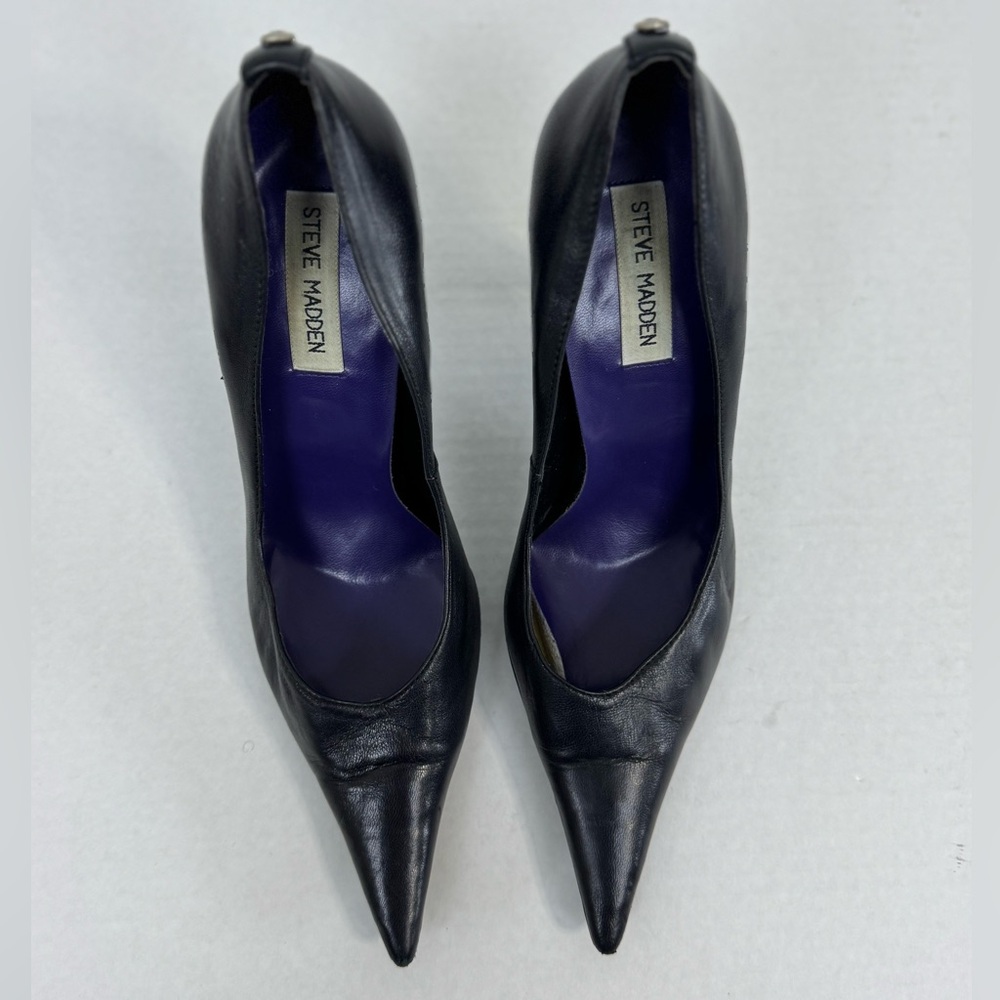 Black Leather Women's Heels - Picture 5 of 7